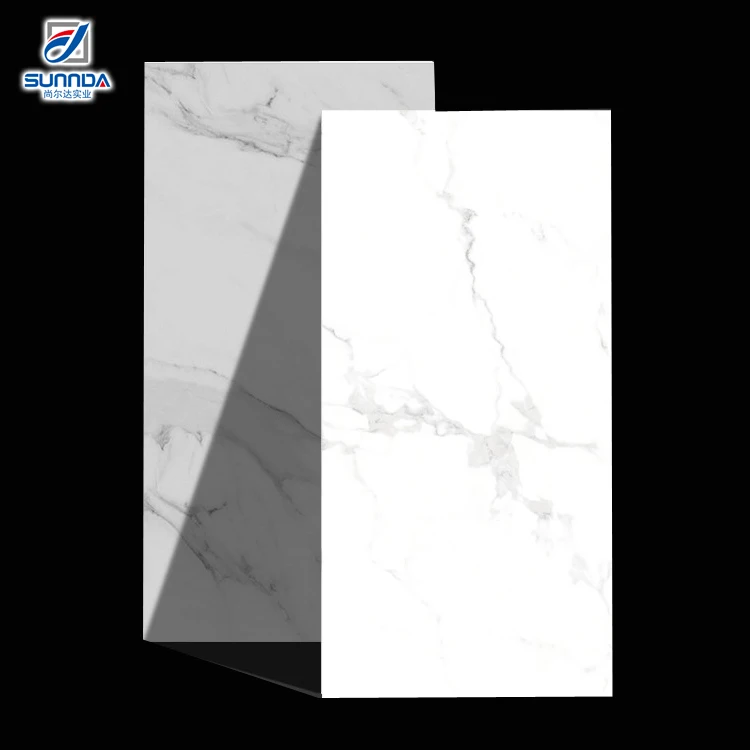 high quality glazed Polished Porcelain full body Marble Botticino cararra white mirror glossy ceramic Floor wall Tile 60x120cm