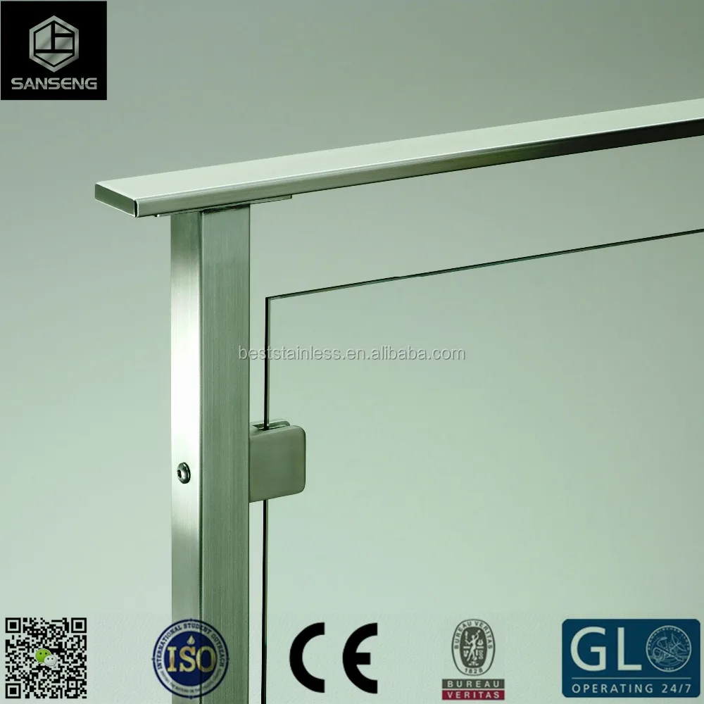 Stainless Steel Square Pipe/Tube Glass Railing Design