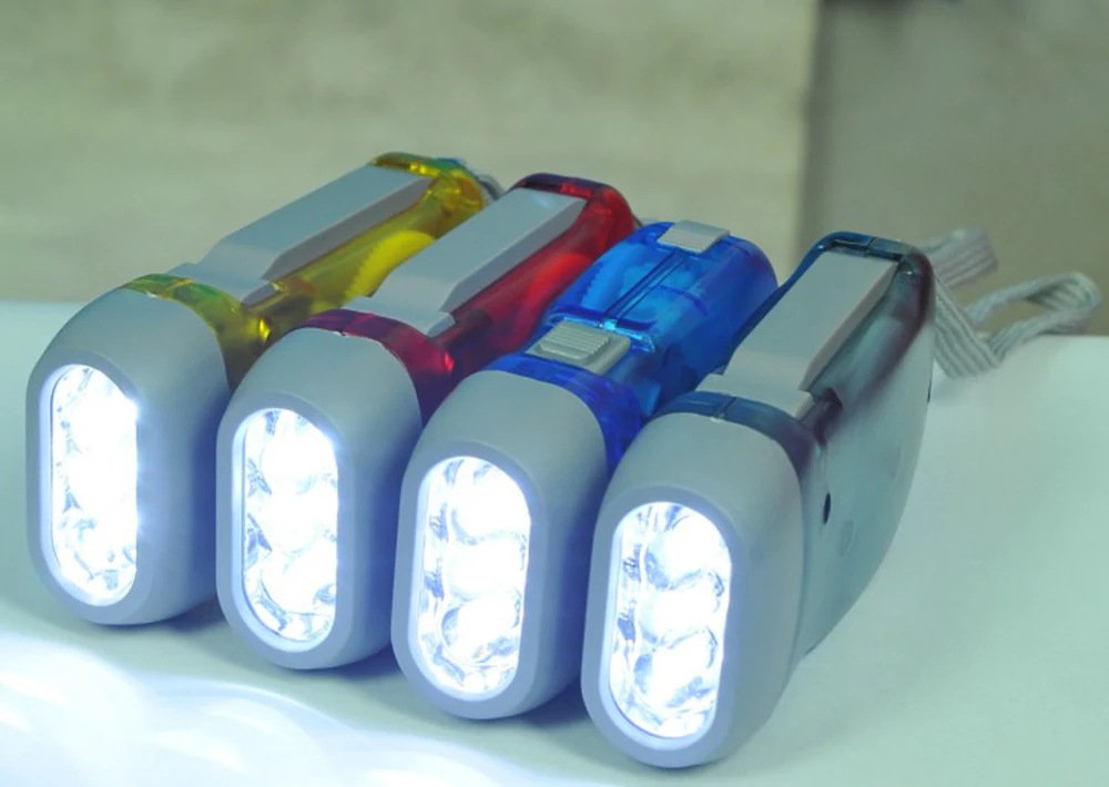 Hand Crank Torch Dynamo Camping Pressing LED Flashlight