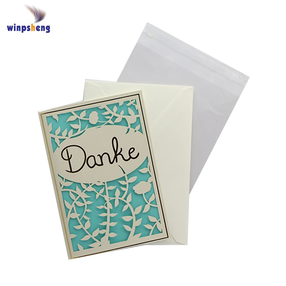 
Paper craft nice design laser cutting thank you card custom with logo 