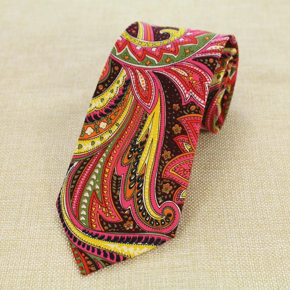 Хлопковый Галстук Пейсли Мужской галстук с цветочным принтом для свадебной вечеринки