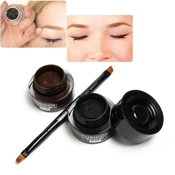 Music Flower 2 In 1 Waterproof Eye Cosmetics Set Liquid Eye Liner Pencil Eyeliner Gel Makeup With Brush