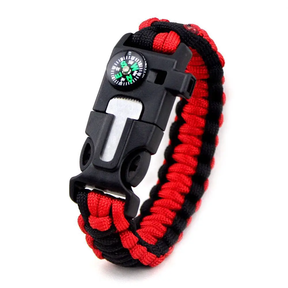 Paracord Bracelet for Outdoor Camping Survival Stylish Bracelet with Fire Starter, Loud Whistle, Compass & Emergency Knife