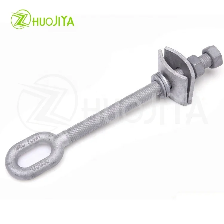 Zhuojiya Wenzhou Factory Zinc Coated Oval Long Eye Bolt With Wood Screw