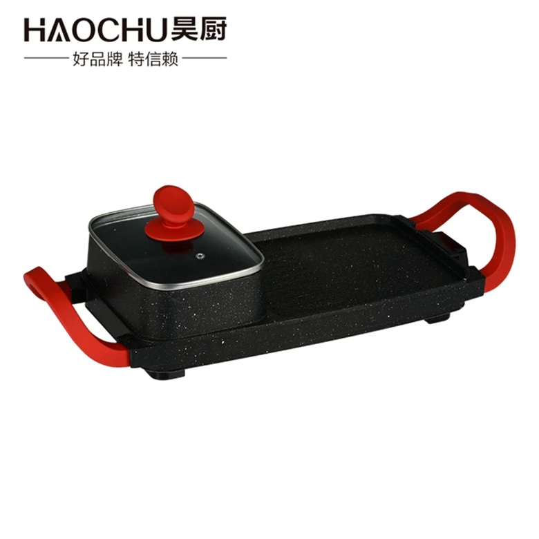 Factory wholesale smokeless korean table top grill pan Electric BBQ grill with pot