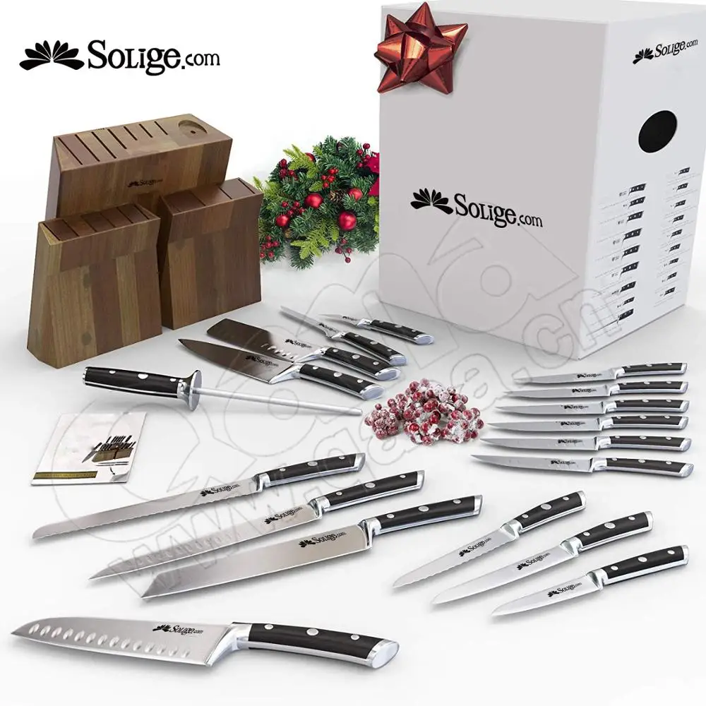 Imported High-carbon German Steel cutlery sets stainless Kitchen knives Tools damascus knife with holder