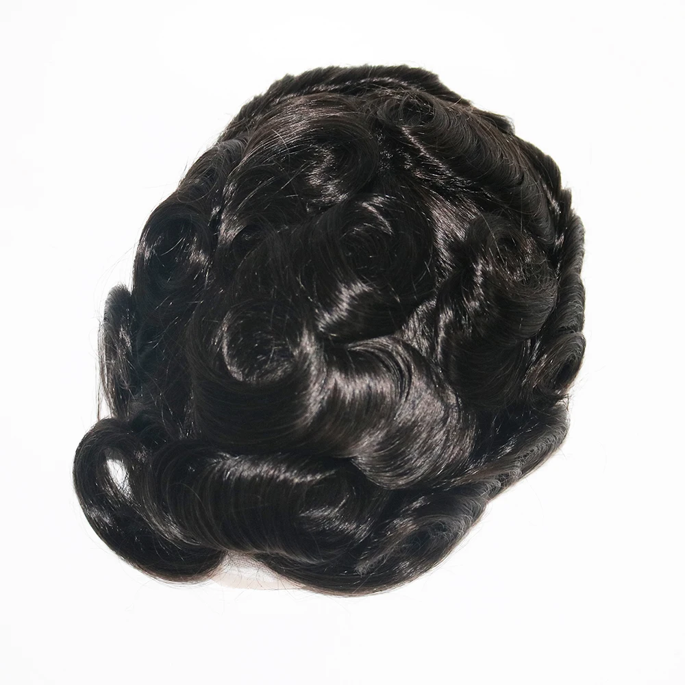 Real Human Hair Man Toupee Remy Hairpieces Swiss Lace With Clear Poly Around Free Shipping Toupee Mens