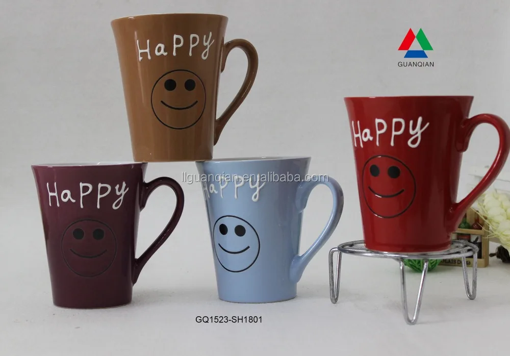 Hot-sale a ceramic mug with smile on it 13 oz