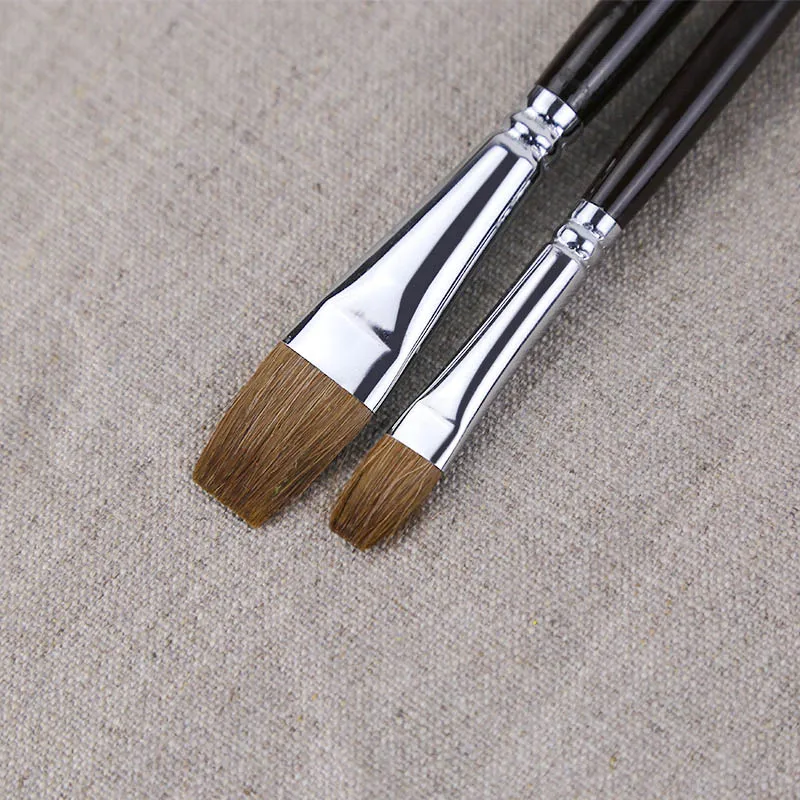 Hog Bristle Artist Paint Brush Set for Acrylic and Oil Painting