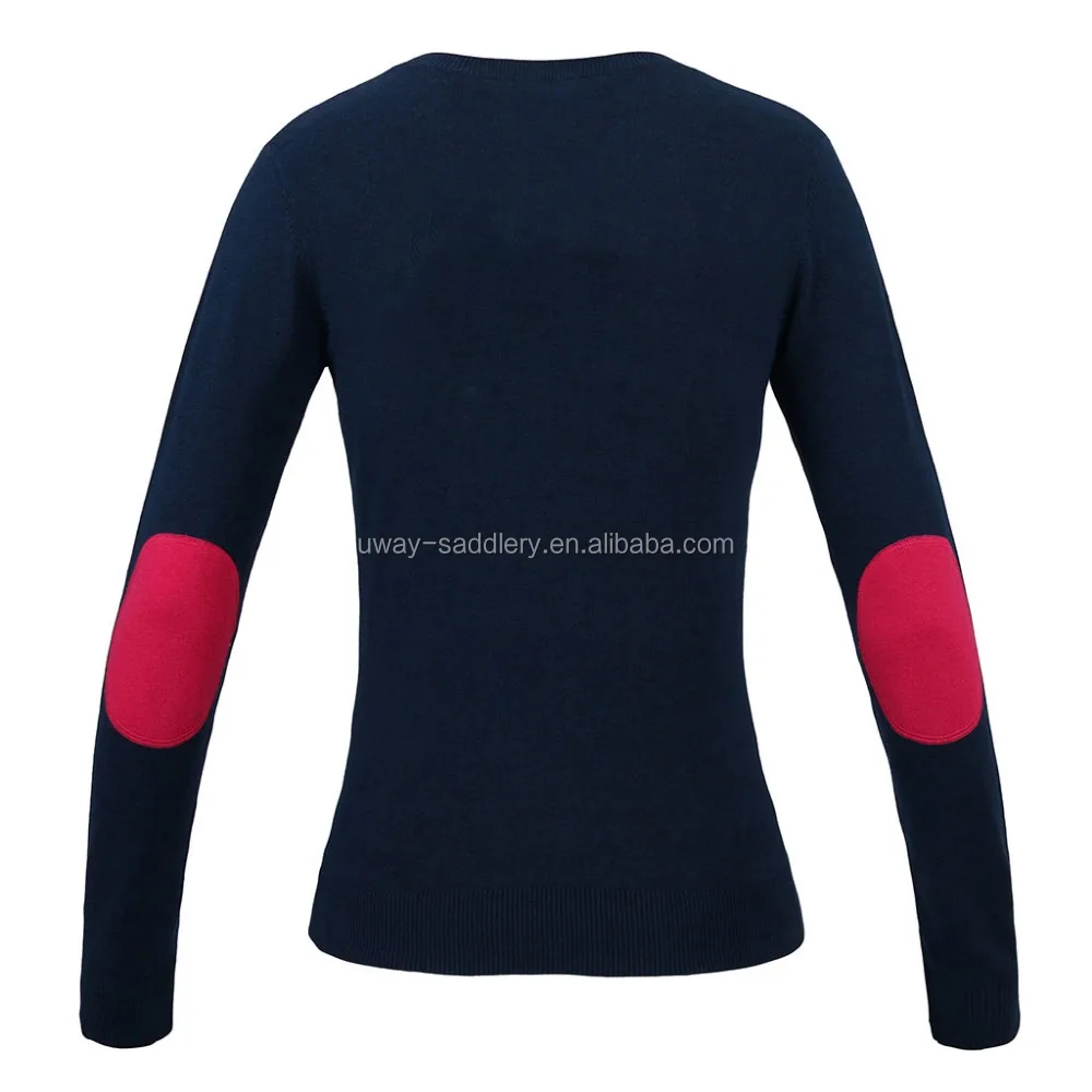 flat knitted v-neck sweater for horse riding equestrian clothing