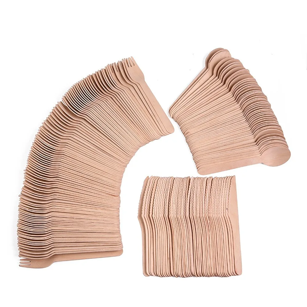 
Promotion wholesale disposable wooden birch wood cutlery set 16cm custom printed wooden spoon 