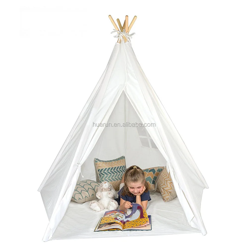 Baby Free Space Four Sticks Baby Play Tents Pink 100% Cotton Canvas Wigwam pop up Baby Teethers: Modern Hanging Light Outdoor Wigwam