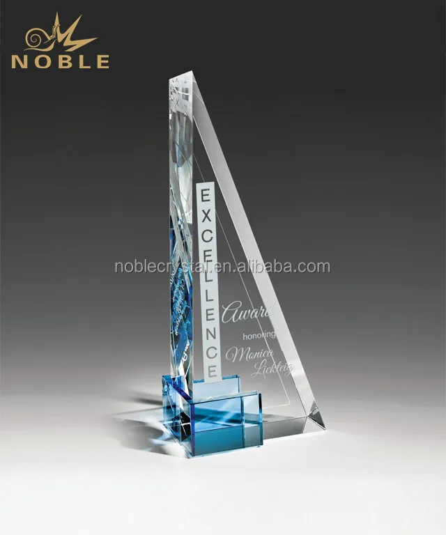 Excellent Gradient Optical Crystal Award with Blue Holder