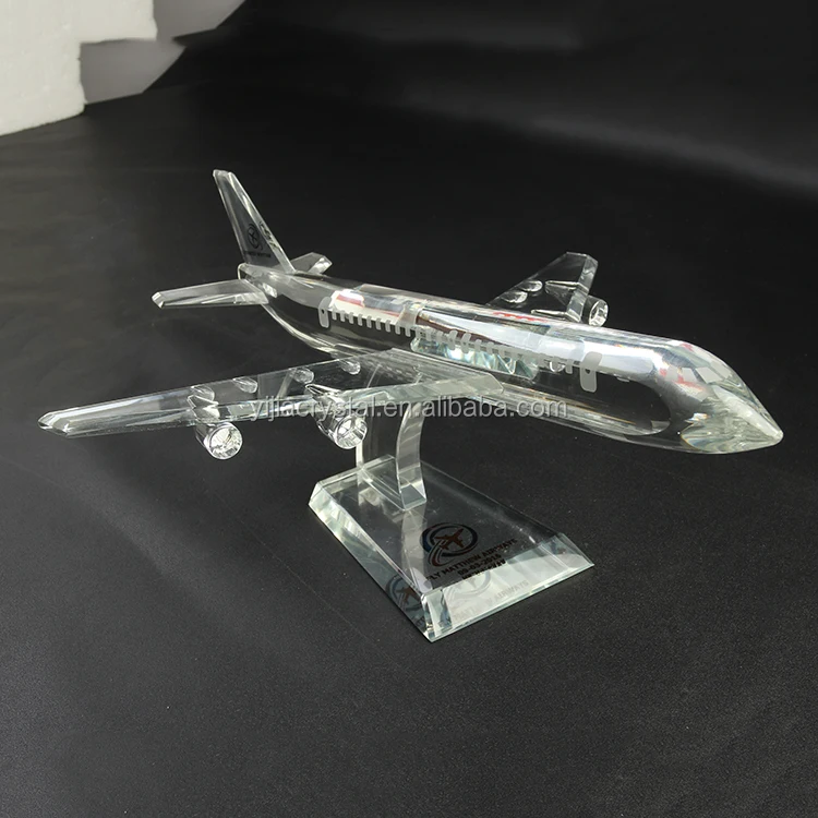 Custom Desktop Decoration Gift 3D Crystal Aircraft Souvenir Crystal Glass Airplane Model
