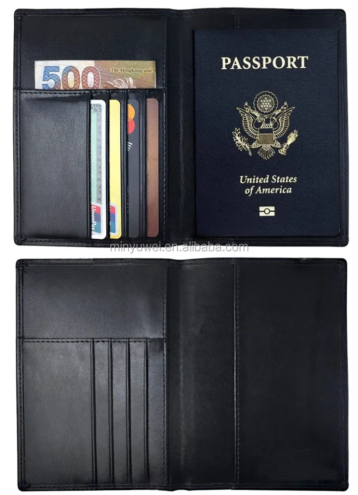 Factory OEM Genuine Leather Passport Holder Travel Passport Wallet Business Card Holder Passport case with RFID Blocking