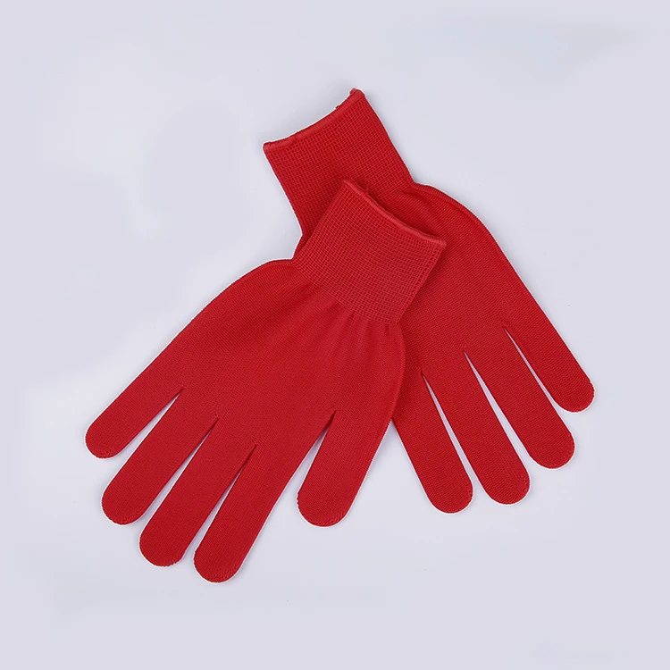 Top Fit Work Job Protective Glove Guantes Luva Red Polyester Safety Industrial Glove With PVC Dots Polyester Light Weight Gloves