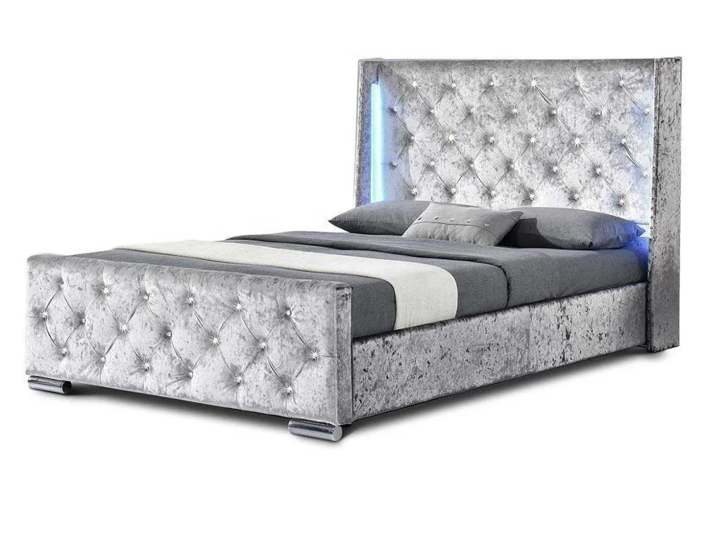  Dorchester светодиодная рама для кровати из дробленого серебра бархатная подсветка со стразами