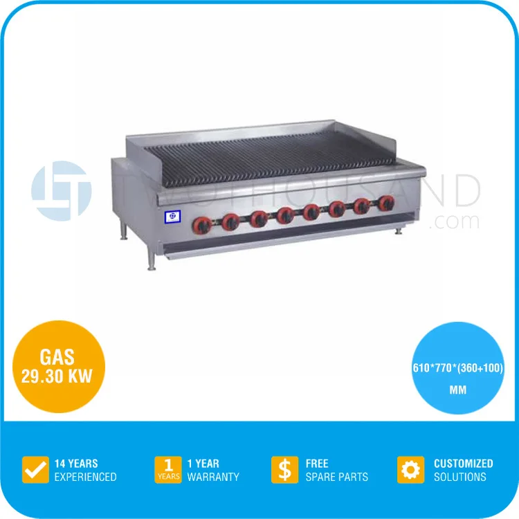 TT-WE1383B 4 Burner Flat Top Gas Char Grill Chicken Meat Grill Machine