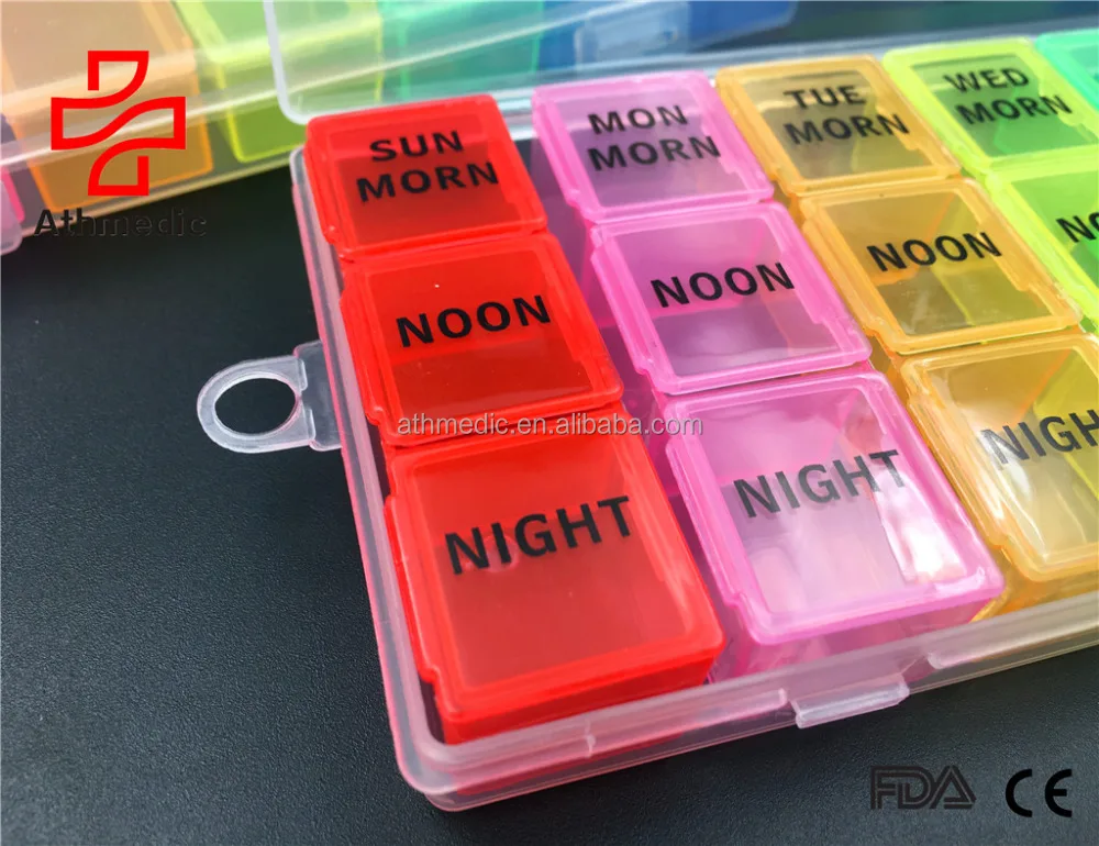 2022 Athmedic Еженедельный разделитель радужного цвета для пищевых продуктов, 21 кейс для таблеток, Органайзер