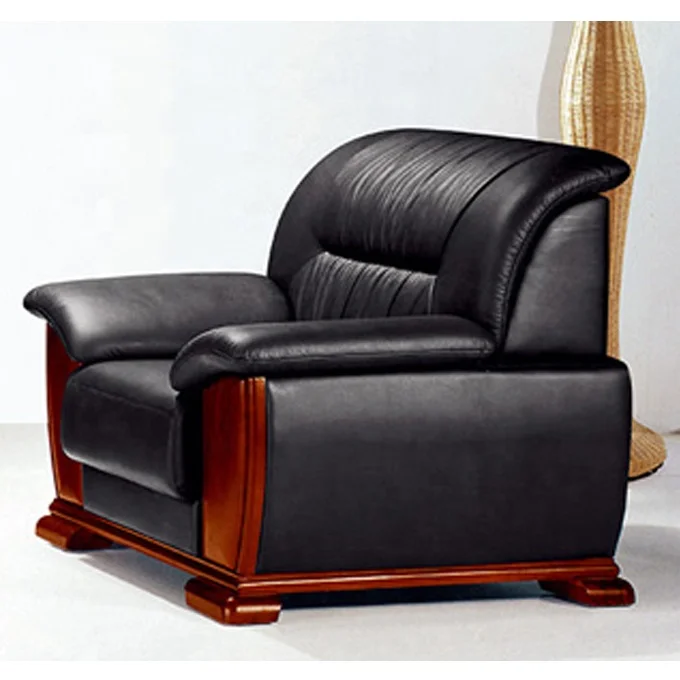 
commercial office furniture brown genuine leather and fabric small sofa office use 