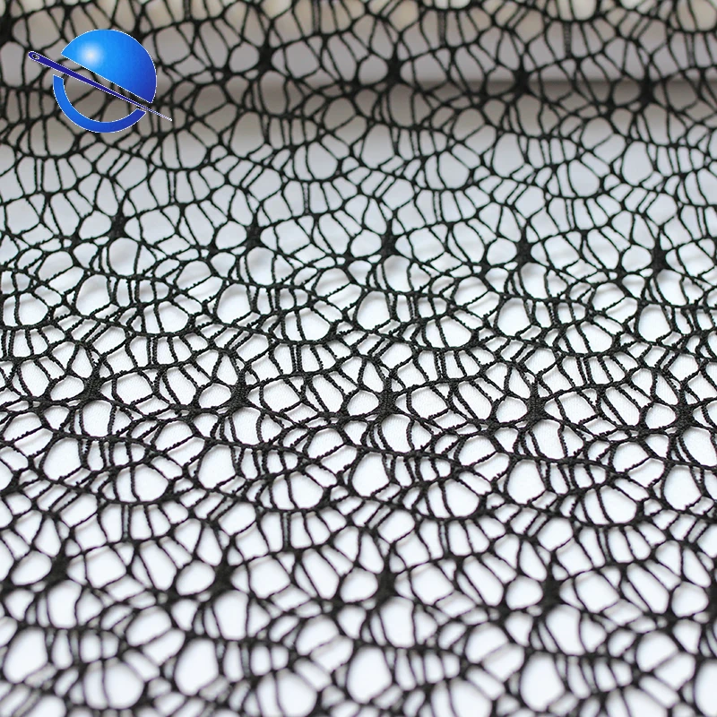 Wholesale stocklot decoration spider net mesh fabric for fashion wear garment  in weft jacquard knitted fabric
