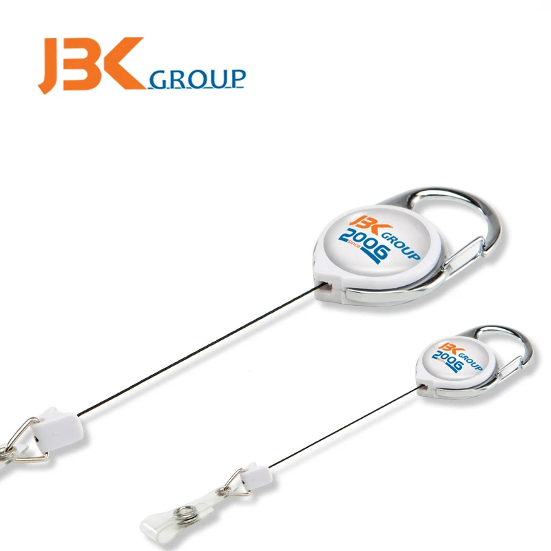 JBK sell Promotional Carabiner Retractable Badge Reel Holder Backside Metal Clip With Metal