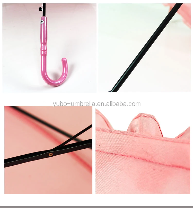 Pretty Pink Color Purfle Edge Auto Open Pagoda Princess Umbrella for Ladies