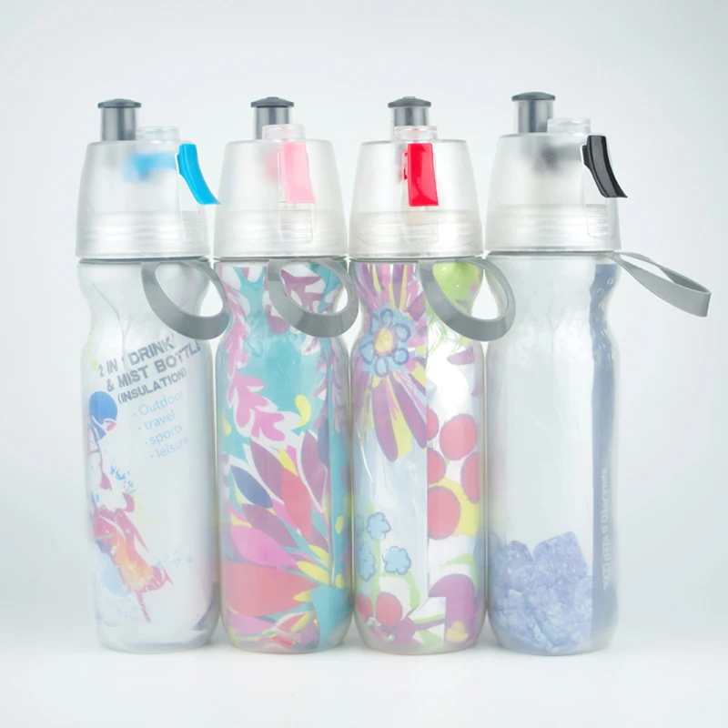 New Pressing Plastic Keep Cold Bicycle Water Bottle With Spray Nozzle