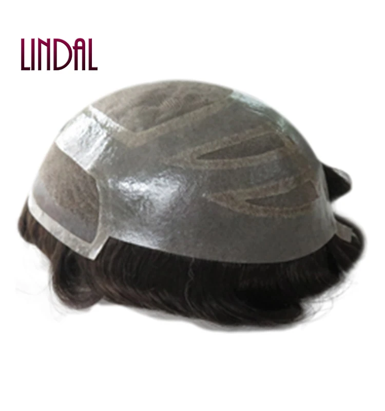 Toupee For Men Human Hair Replacement System Mono Thin Skin Pu And French Firm Lace Front Prosthesis Hair Pieces Mens Wig