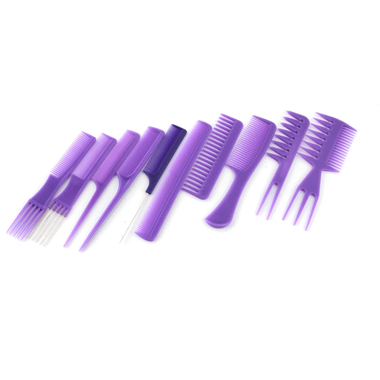 Xinlinda brand purple color personalized plastic hair travel  hairdressing hair coloring comb set