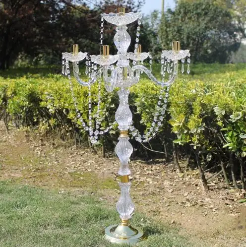 gold candelabra centerpiece , wedding crystal candelabra on sale