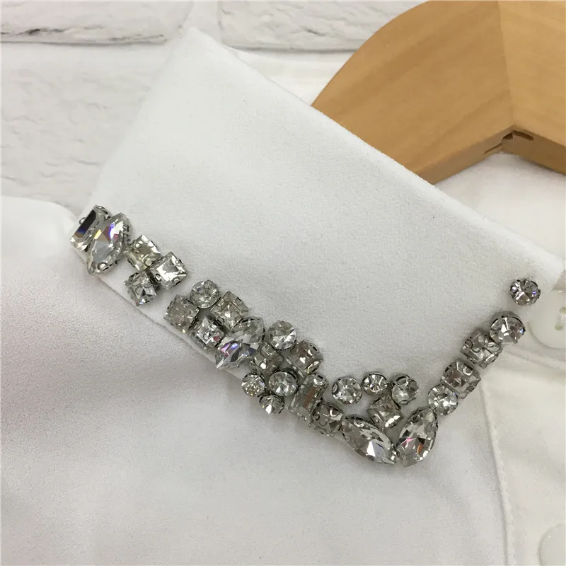 
New Detachable Blouse Half Shirts Elegant Fashion Women Fake Collar with Rhinestone 