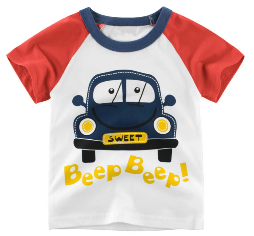 
wholesale stock new design children cartoon tops baby boy fashion summer tshirts car 