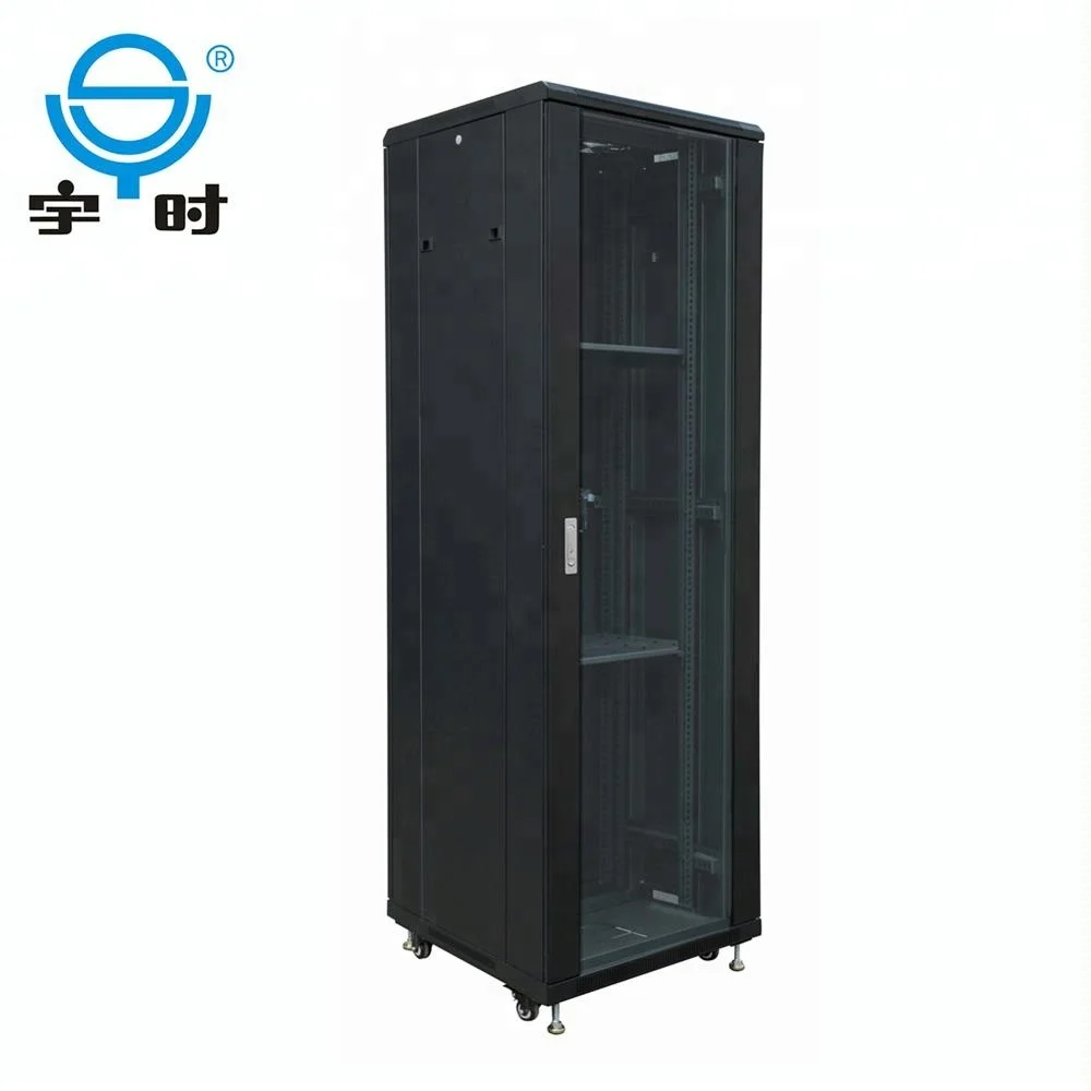 19inch data center computer room server rack cabinet with tempered glass door