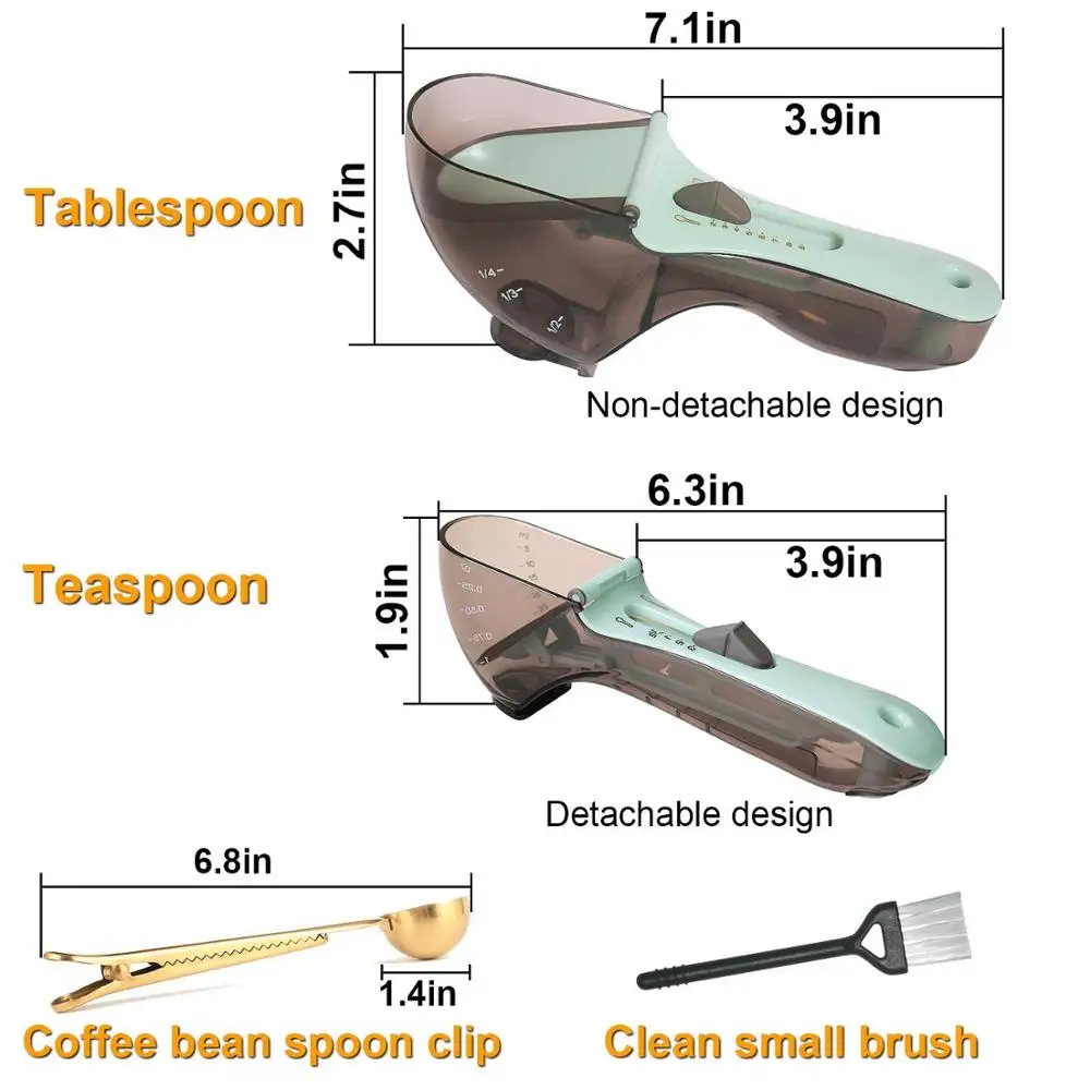 Multifunctional Adjustable Measuring Spoons with Magnetic Snaps