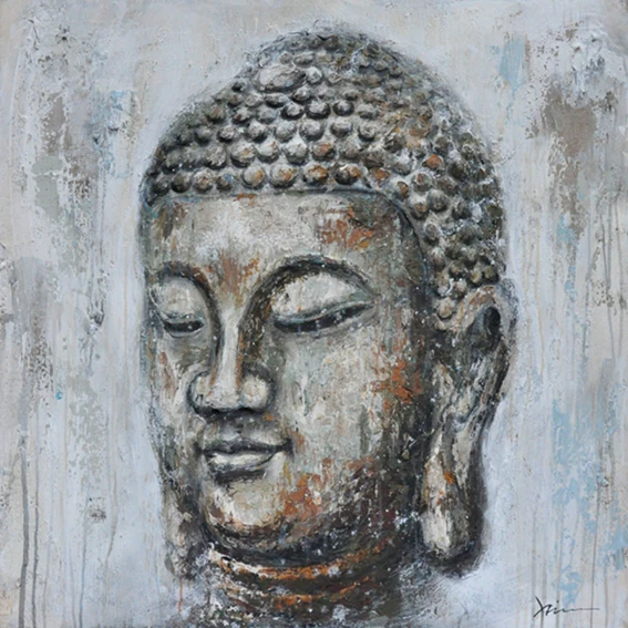 
Hot selling handmade still life head canvas 3D buddha art oil painting 