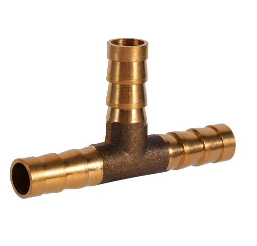 1/2 Inch 3-Way T-piece Brass Joiner Hose Joiner Adapter for Fuel Air Water Gas Oil (8mm) Fuel Hose Barbed Connector