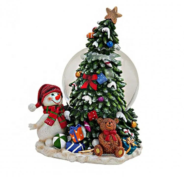 Wholesale mini Christmas resin elk snowman water snow globe with blowing snow