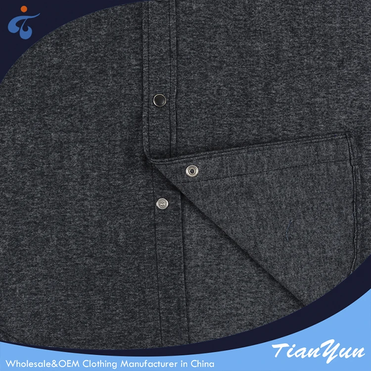 Competitive price comfortable men long sleeve hooded solid color flannel flannel shirt jacket