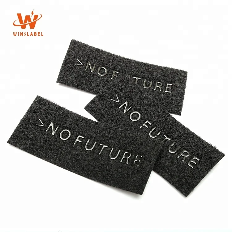 Custom Brand Private Logo Sports Ware TPU Embossed Clothing Labels Hook and Loop Fastener Badges