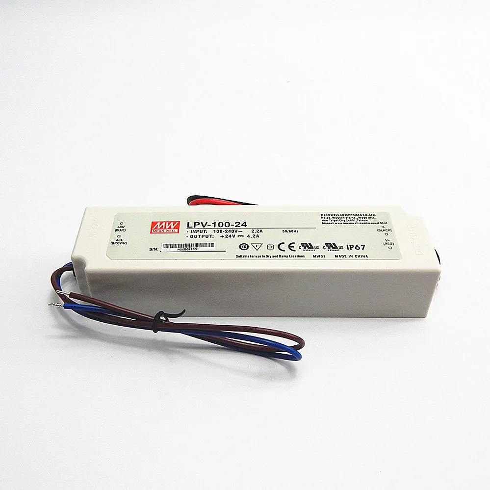 Original Meanwell LPV-100-24 4.2A 100W Waterproof LED Driver 24V Power Supply 100W For LED Strips