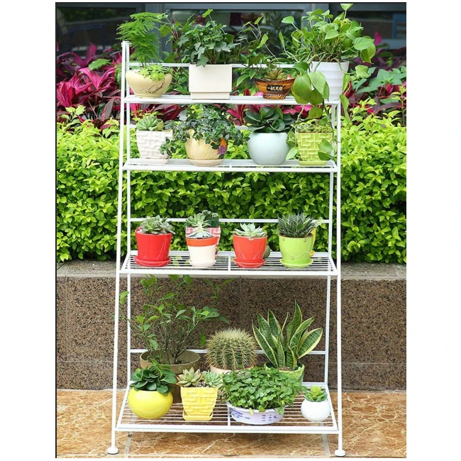 Flower Stand White Iron Multilayer Outdoor Garden Flower Shelf Flowery Display Stand Flower Storage Rack