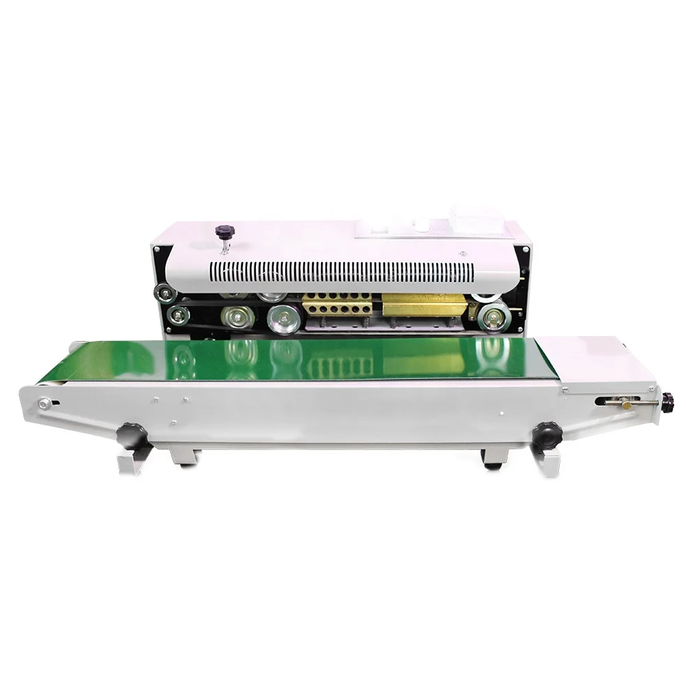 Brand new continuous heat sealer plastic film continuous heat band sealer with date coding plastic bag sealing machine