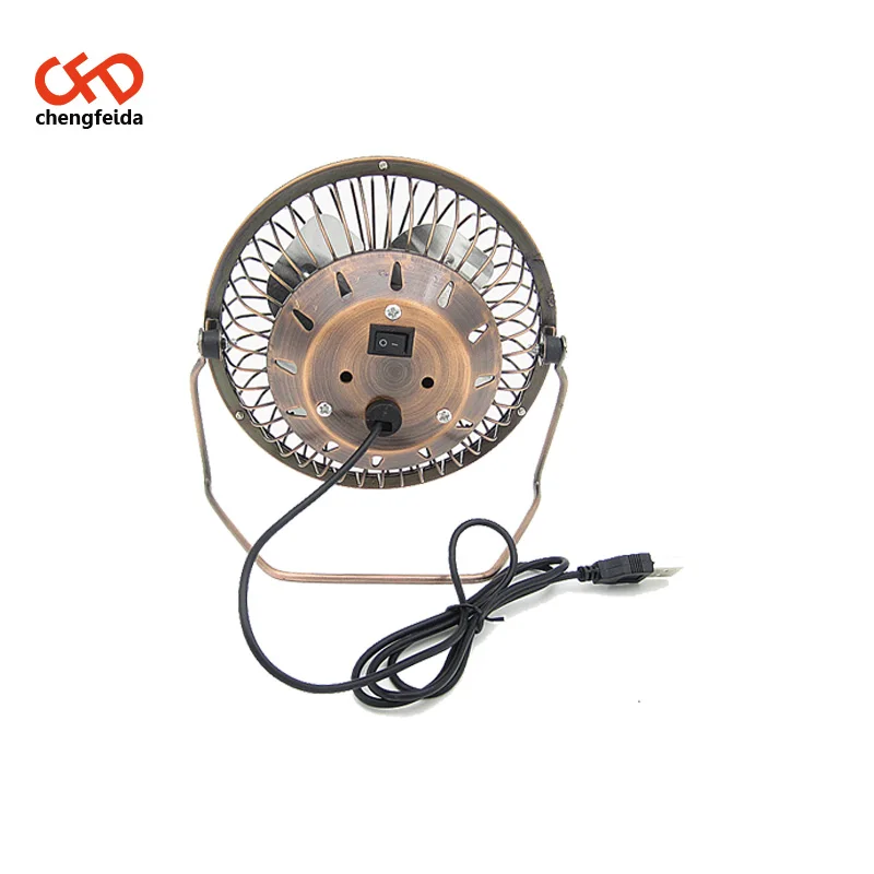 USB Table Desktop Fan Portable Personal Mini 4 Inch Super Mute Computer PC laptop Cooler Cooling Metal Fan (Bronze)