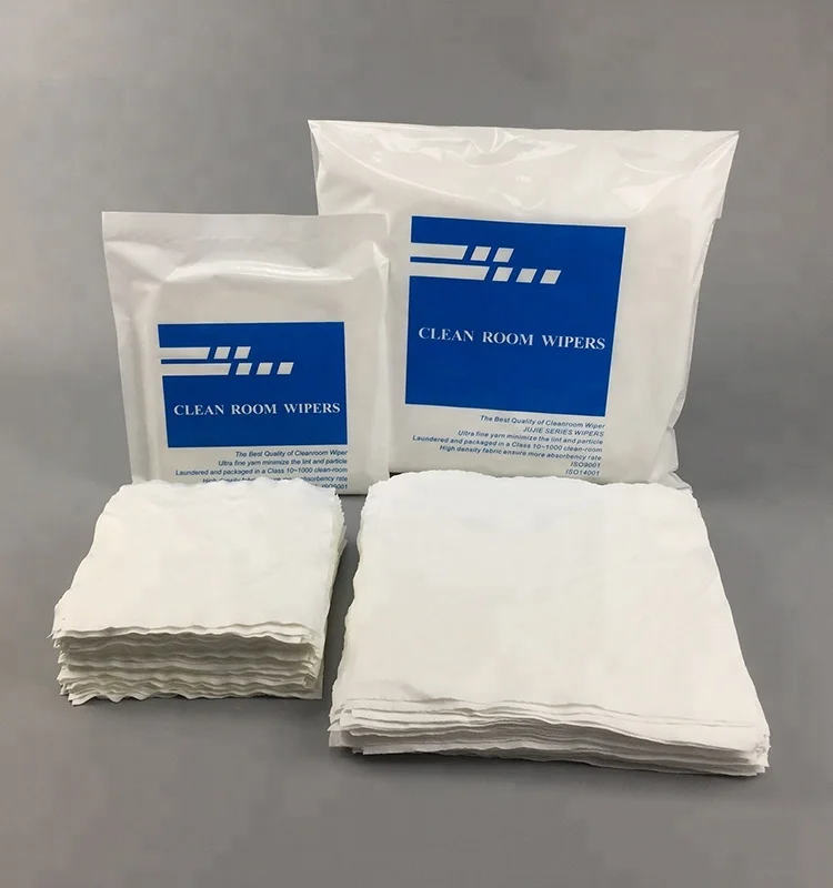 Disposable 9x9inch Laser Cut Class 100 Lint Free Semiconductor Cleaning 100% Polyester Cleanroom Wiper Cloth