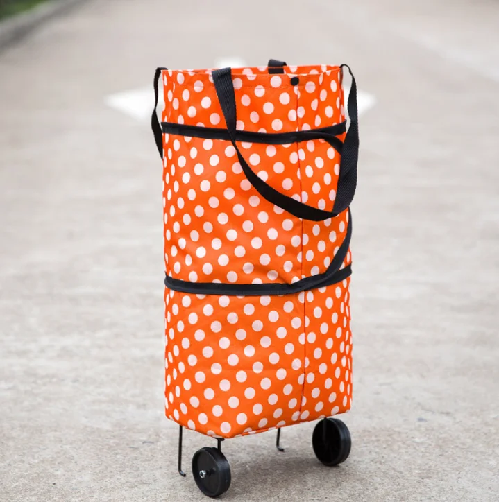 Folding Portable Fashion Unisex Durable Travel Luggage Bag Compass Trolley Bag Reusable Vegetable Market Bags