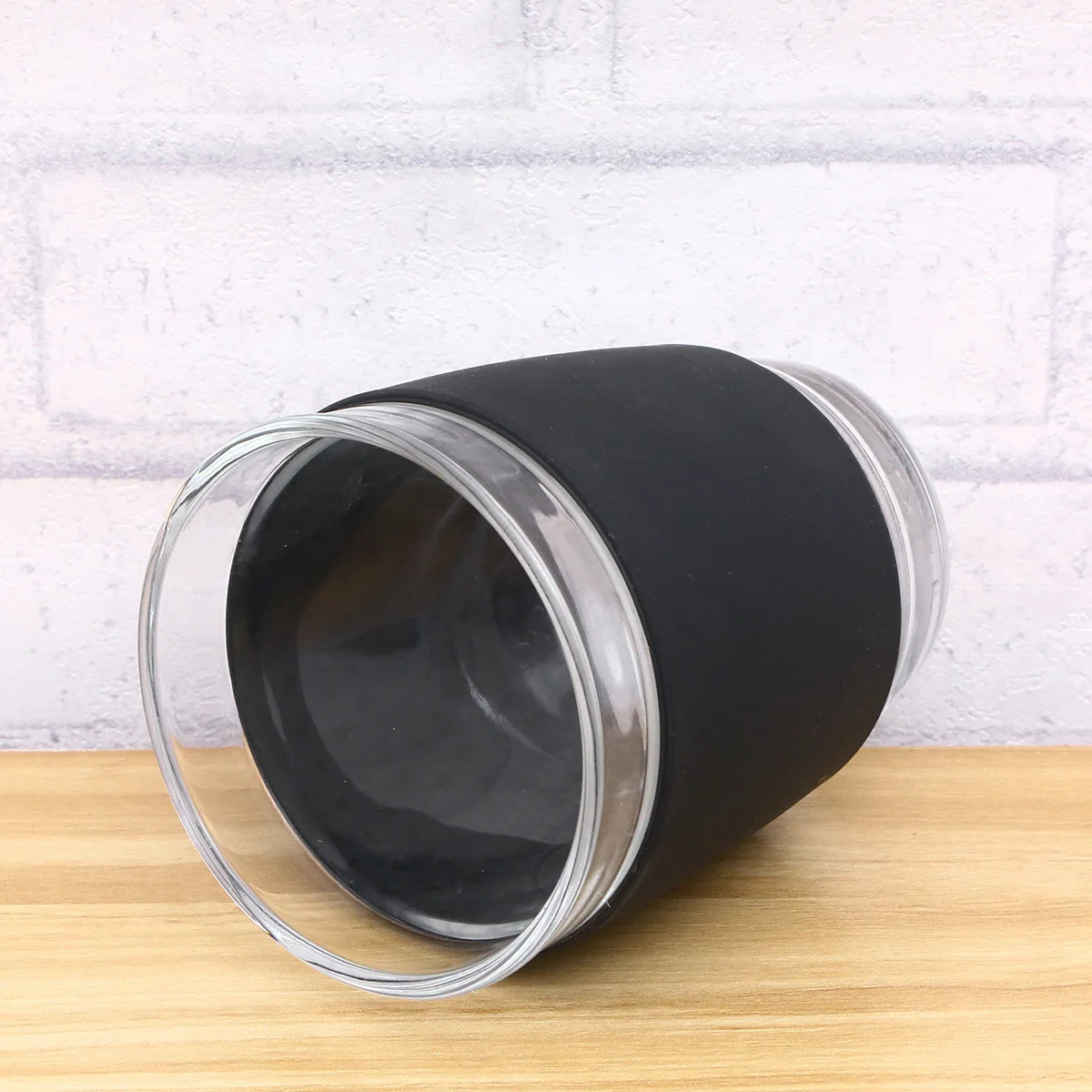 
Costom Logo 12oz Glass Reusable Coffee Cup with Silicone Sleeve 