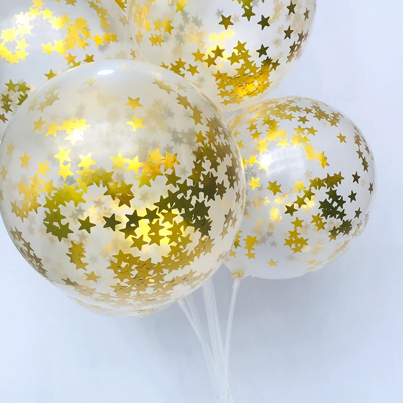 12inch Clear Latex Balloon Rose Gold Foil Confetti Transparent Balloon Happy Birthday Baby Shower Wedding Party Decorations