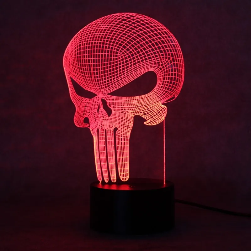 3D led Punisher Skull Lighting Great Night light with a Soft Glow for Kids