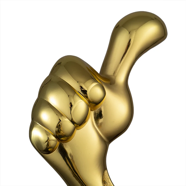 New design zinc alloy handshake modeling gold plated world trophy cup award with high base